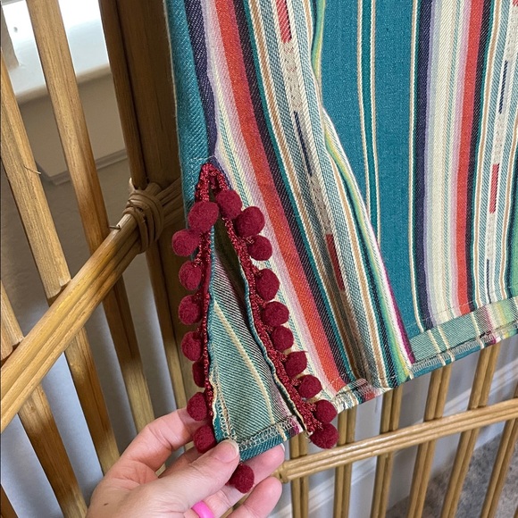 Silverado Striped Multicolor Top with Pom Pom Trim - Picture 5 of 6